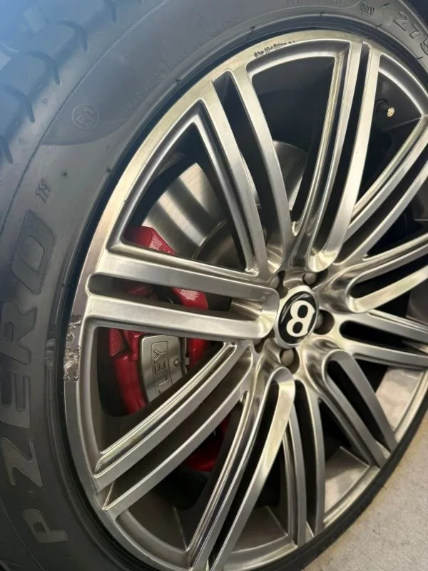 Mobile Wheel Repair Anaheim Bentley wheel with curb rash before repair
