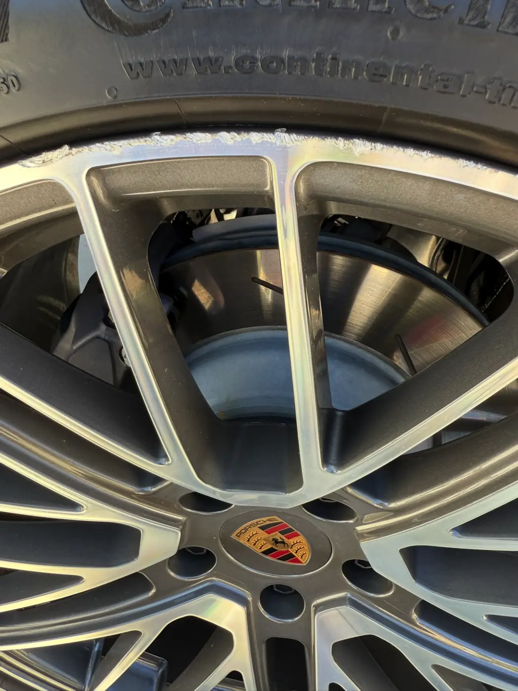 Mobile Wheel Repair Anaheim Porsche wheel with curb rash before repair
