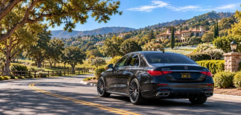 Wheel repair Mission Viejo area: black Mercedes-AMG S 63 on an estate road in Coto de Caza